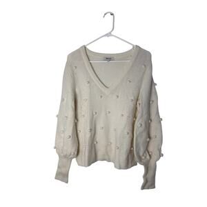 Madewell Cream Bobble Pom-Pom Pullover Sweater Size XS